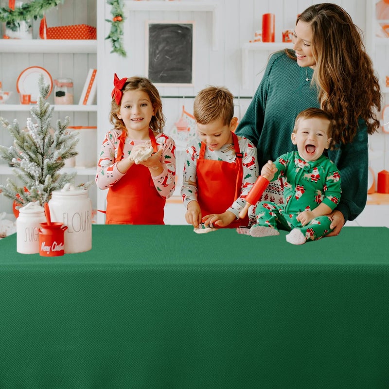 Biscaynebay Textured Fabric Christmas Rectangle Table Cloth 52x70 Inches, Hunter Green Water Resistant Spill Proof Tablecloths for Dining, Kitchen, Wedding and Parties, etc. Machine Washable - Image 2